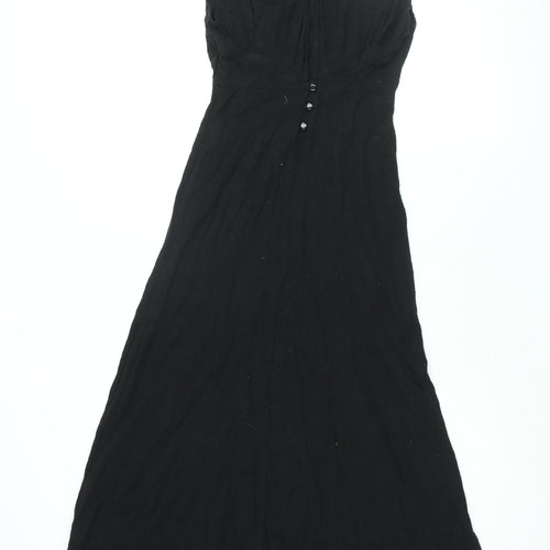 ASOS Womens Black Cotton Maxi Size 8 V-Neck Button