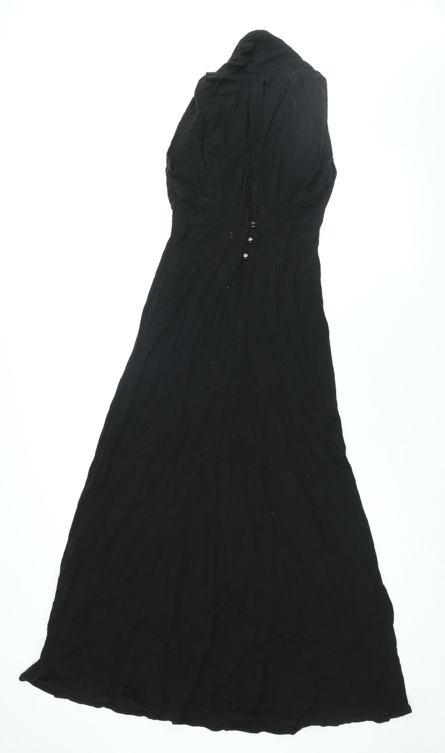 ASOS Womens Black Cotton Maxi Size 8 V-Neck Button