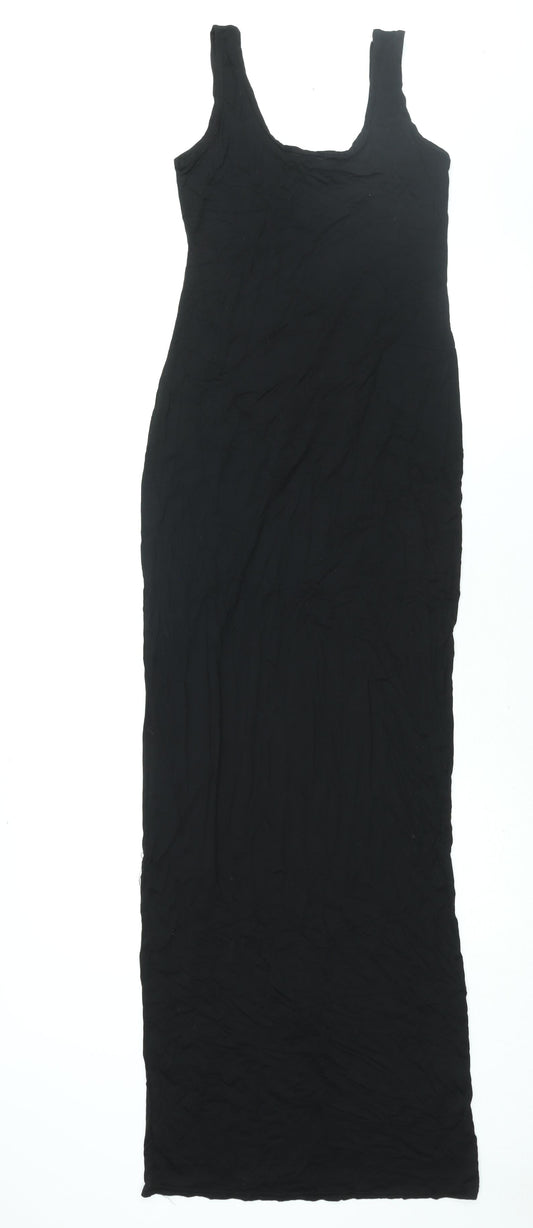 Boohoo Womens Black Viscose Maxi Size 10 Scoop Neck Pullover