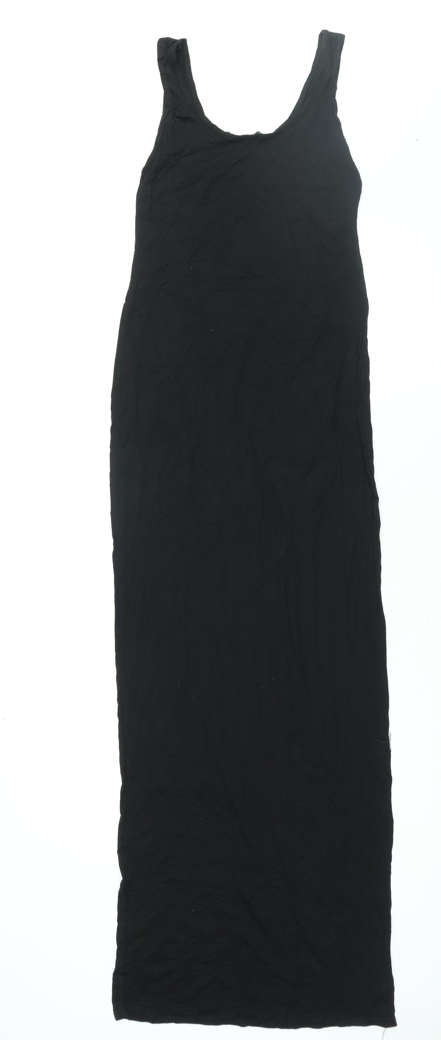 Boohoo Womens Black Viscose Maxi Size 10 Scoop Neck Pullover