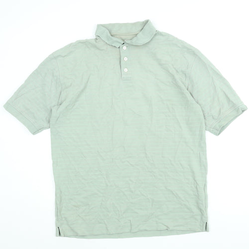 DOCKERS Mens Green Cotton Polo Size L Collared Button