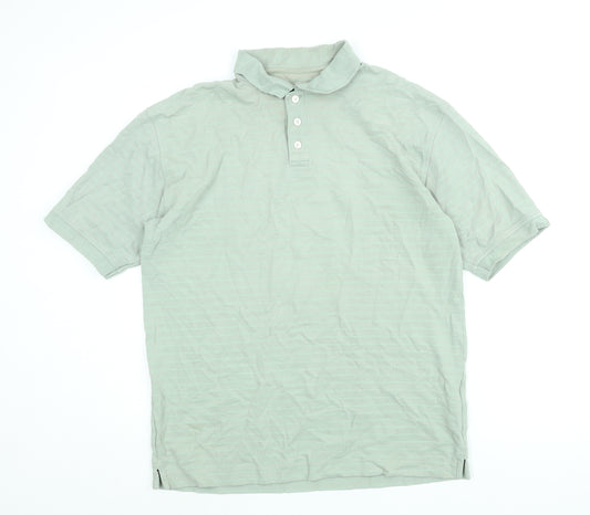 DOCKERS Mens Green Cotton Polo Size L Collared Button