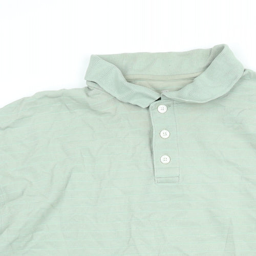 DOCKERS Mens Green Cotton Polo Size L Collared Button