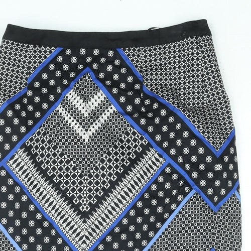 Oasis Womens Black Geometric Cotton Straight & Pencil Skirt Size 8 Zip