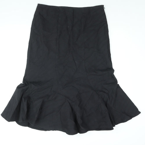 CC Womens Black Cotton Trumpet Skirt Size 14 Zip