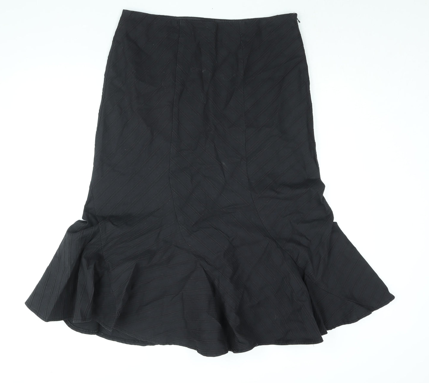 CC Womens Black Cotton Trumpet Skirt Size 14 Zip