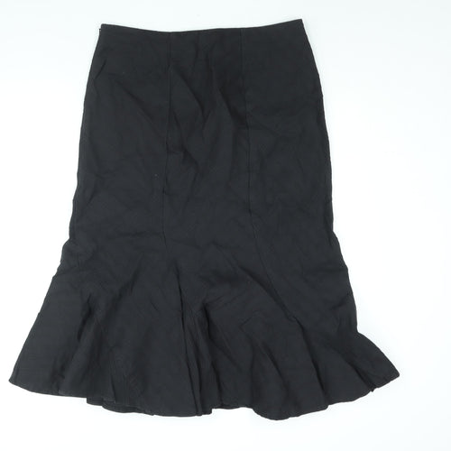 CC Womens Black Cotton Trumpet Skirt Size 14 Zip