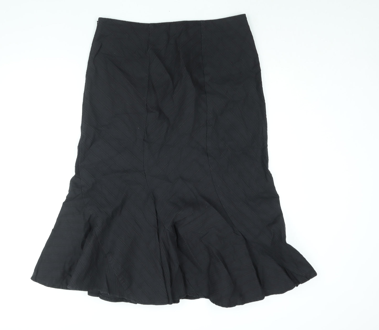 CC Womens Black Cotton Trumpet Skirt Size 14 Zip