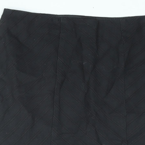 CC Womens Black Cotton Trumpet Skirt Size 14 Zip