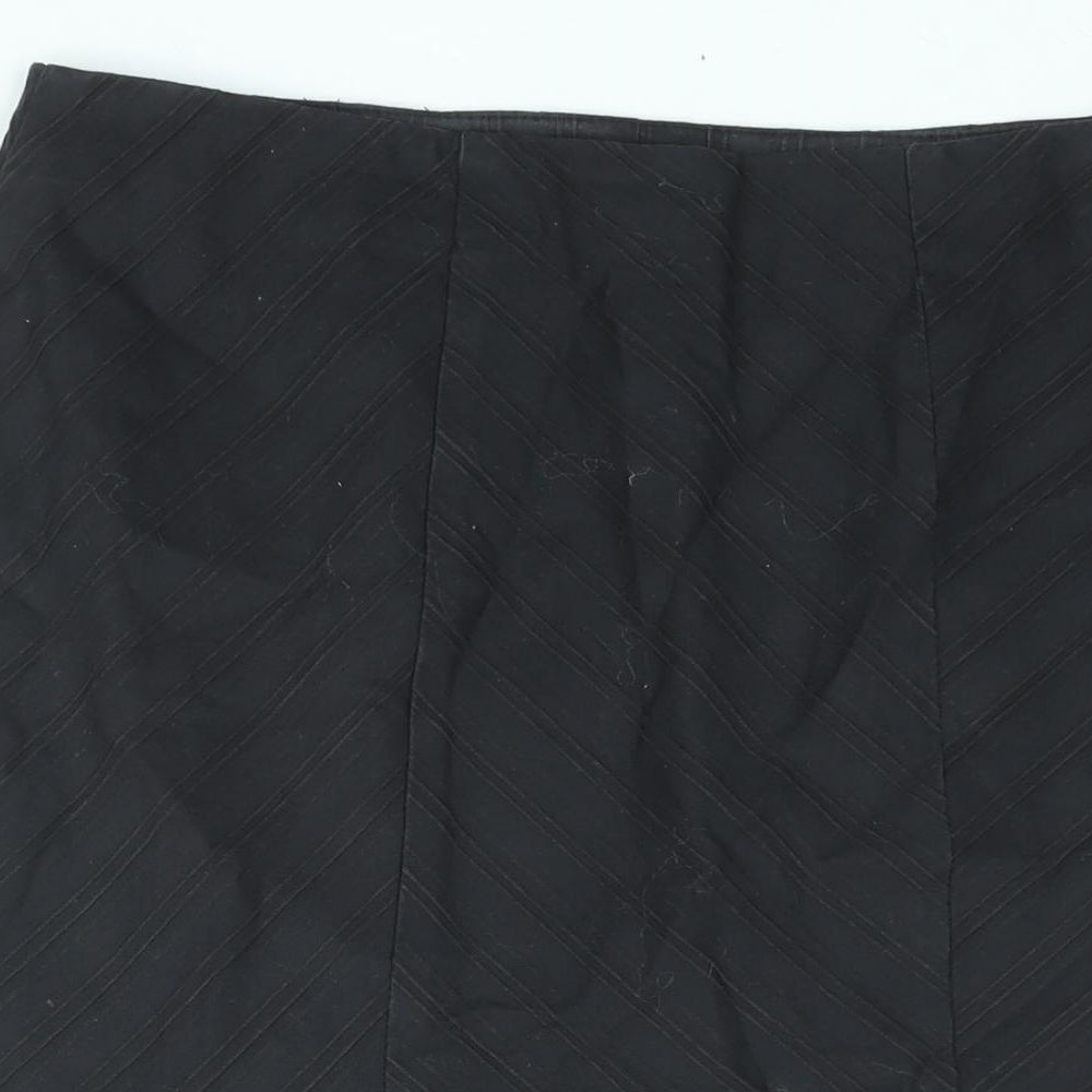 CC Womens Black Cotton Trumpet Skirt Size 14 Zip