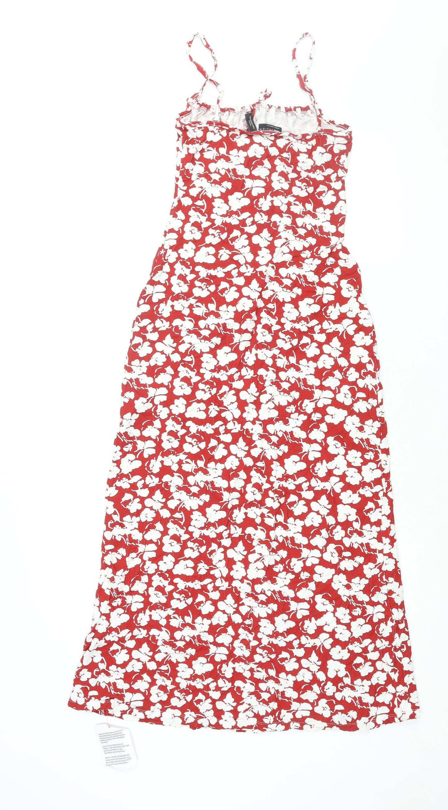 ASOS Womens Red Floral Viscose Tank Dress Size 8 Square Neck Tie