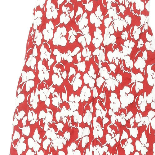 ASOS Womens Red Floral Viscose Tank Dress Size 8 Square Neck Tie