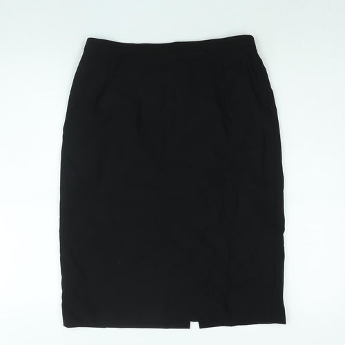 St Michael Womens Black Wool Straight & Pencil Skirt Size 14 Zip