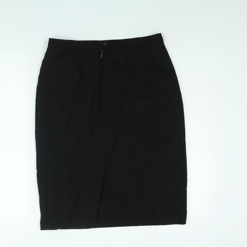 St Michael Womens Black Wool Straight & Pencil Skirt Size 14 Zip