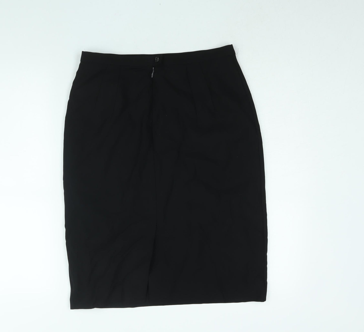 St Michael Womens Black Wool Straight & Pencil Skirt Size 14 Zip