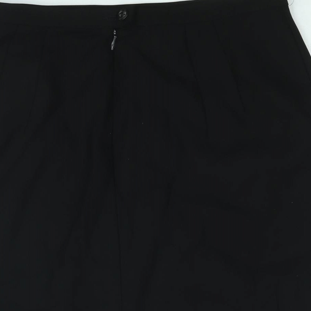 St Michael Womens Black Wool Straight & Pencil Skirt Size 14 Zip