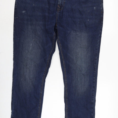 NEXT Mens Blue Cotton Blend Straight Jeans Size 40 in L28 in Regular Zip