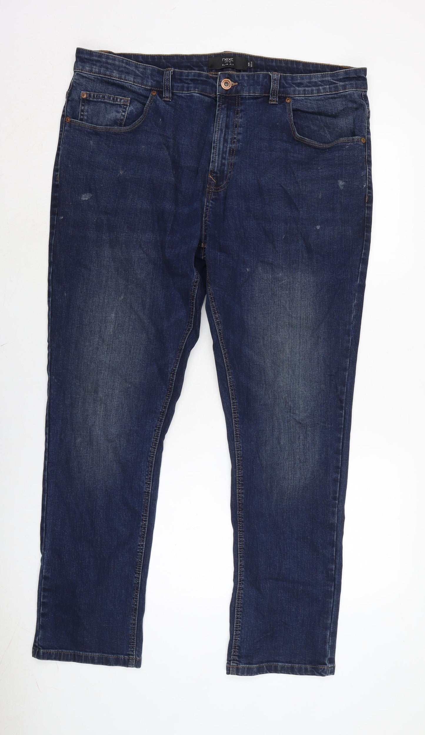 NEXT Mens Blue Cotton Blend Straight Jeans Size 40 in L28 in Regular Zip