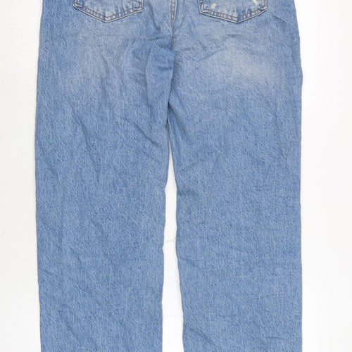 Pull&Bear Womens Blue Cotton Straight Jeans Size 12 L31 in Regular Zip