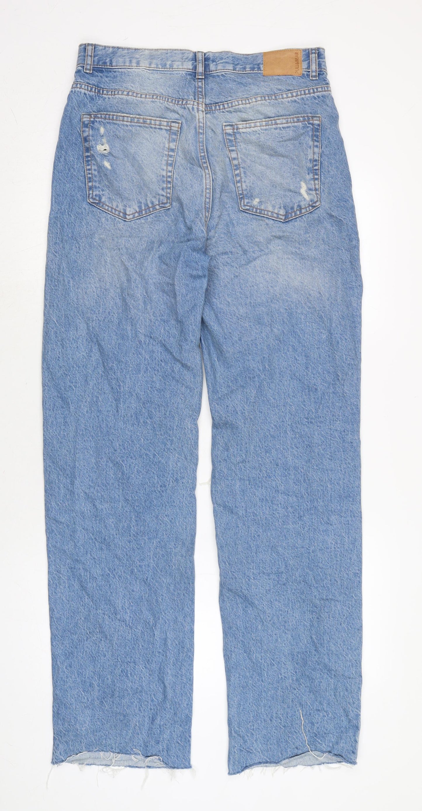 Pull&Bear Womens Blue Cotton Straight Jeans Size 12 L31 in Regular Zip