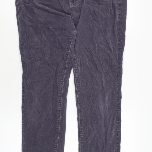 DASH Womens Grey Cotton Trousers Size 12 L23 in Regular Zip