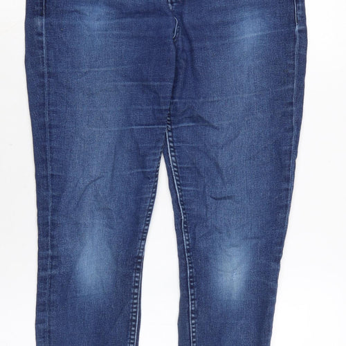 Marks and Spencer Womens Blue Cotton Blend Skinny Jeans Size 10 L24 in Regular Zip