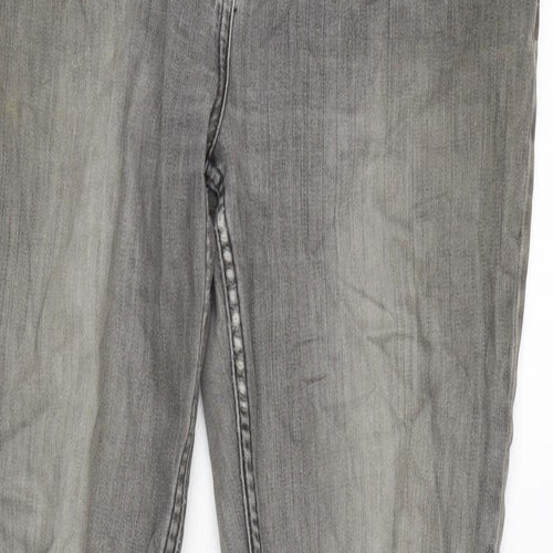 Fat Face Womens Grey Cotton Blend Skinny Jeans Size 12 L27.5 in Regular Zip