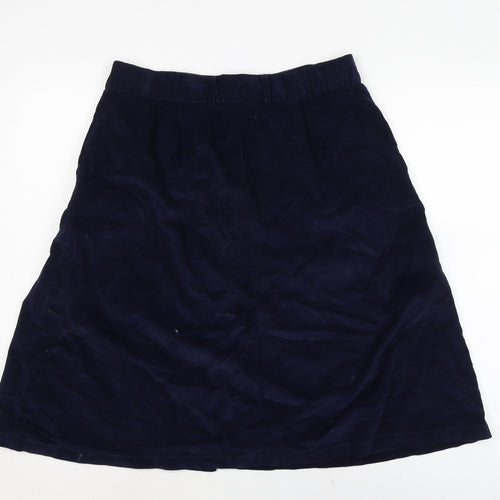 Damart Womens Blue Cotton A-Line Skirt Size 14 Button