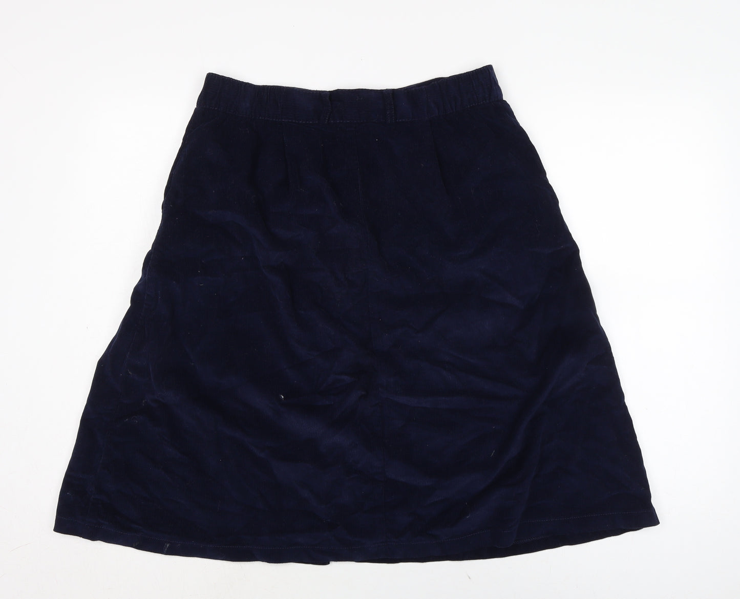 Damart Womens Blue Cotton A-Line Skirt Size 14 Button