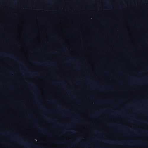 Damart Womens Blue Cotton A-Line Skirt Size 14 Button