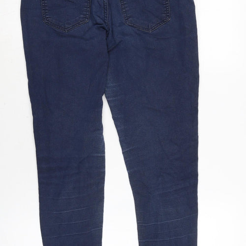 Marks and Spencer Womens Blue Cotton Blend Skinny Jeans Size 10 L24 in Regular Zip