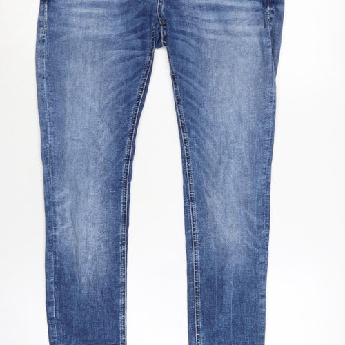 JACK & JONES Womens Blue Cotton Blend Skinny Jeans Size 10 L28.5 in Regular Zip