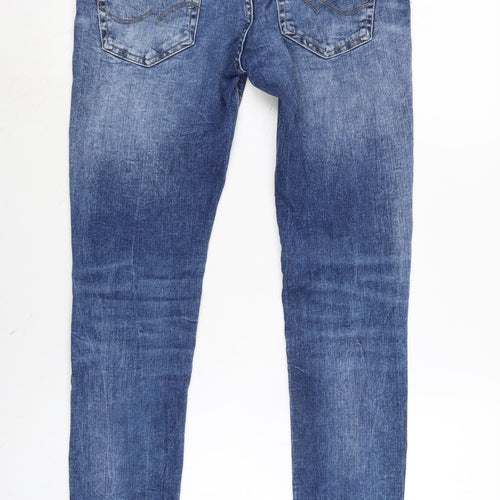 JACK & JONES Womens Blue Cotton Blend Skinny Jeans Size 10 L28.5 in Regular Zip