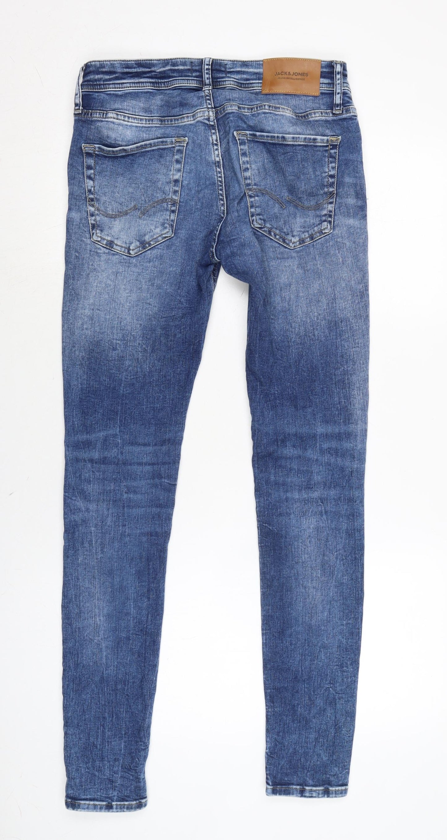 JACK & JONES Womens Blue Cotton Blend Skinny Jeans Size 10 L28.5 in Regular Zip