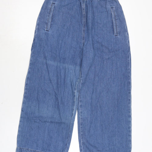 Miss Selfridge Womens Blue Cotton Wide-Leg Jeans Size 10 L21 in Regular