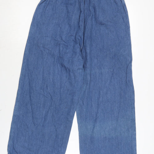 Miss Selfridge Womens Blue Cotton Wide-Leg Jeans Size 10 L21 in Regular