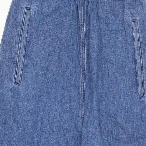 Miss Selfridge Womens Blue Cotton Wide-Leg Jeans Size 10 L21 in Regular