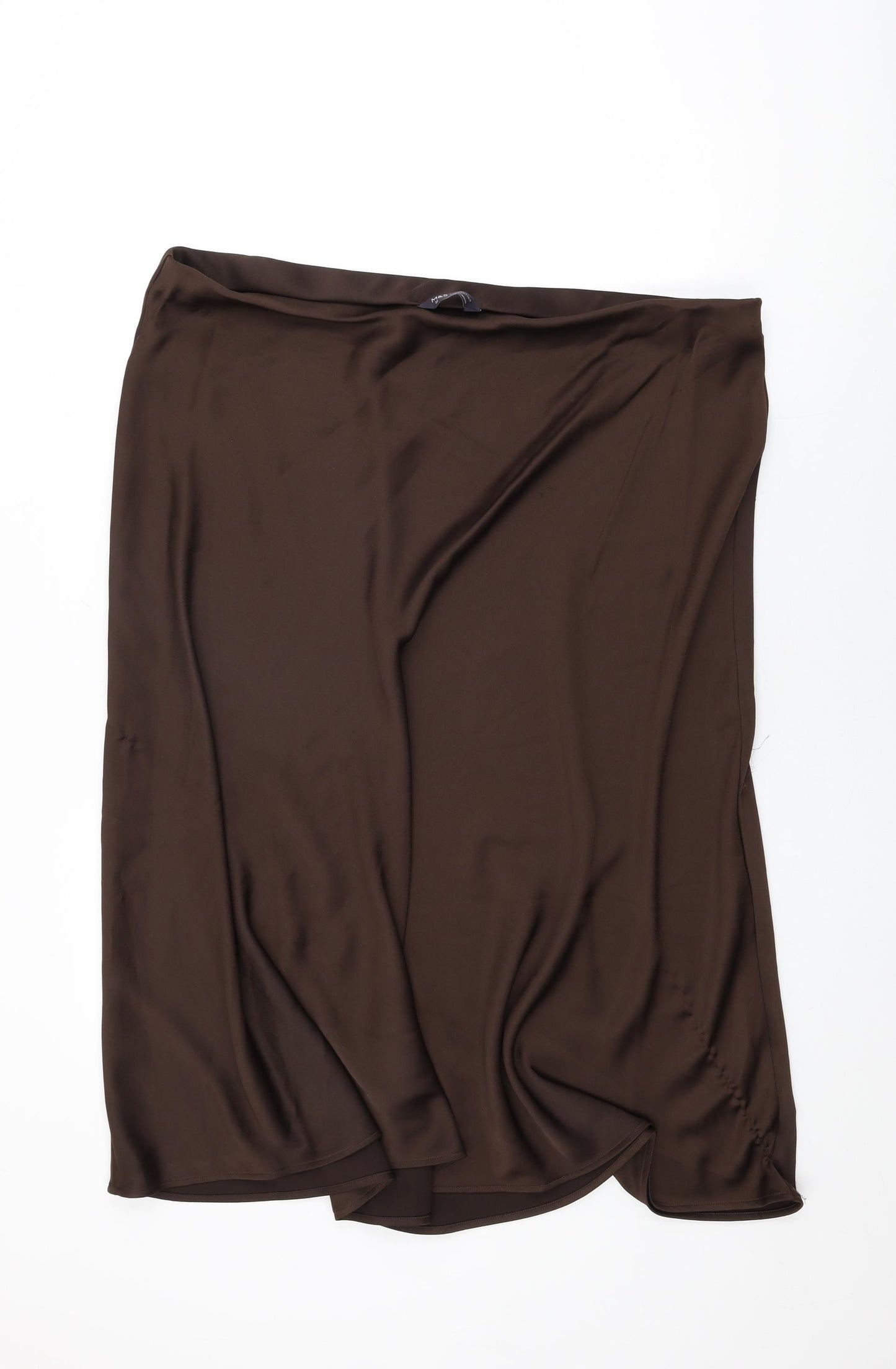 Marks and Spencer Womens Brown Polyester Swing Skirt Size 22