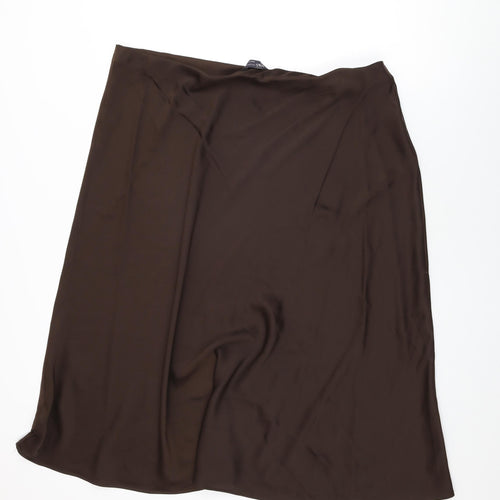 Marks and Spencer Womens Brown Polyester Swing Skirt Size 22