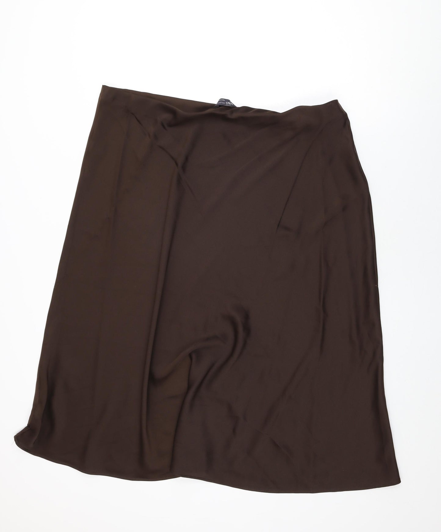 Marks and Spencer Womens Brown Polyester Swing Skirt Size 22