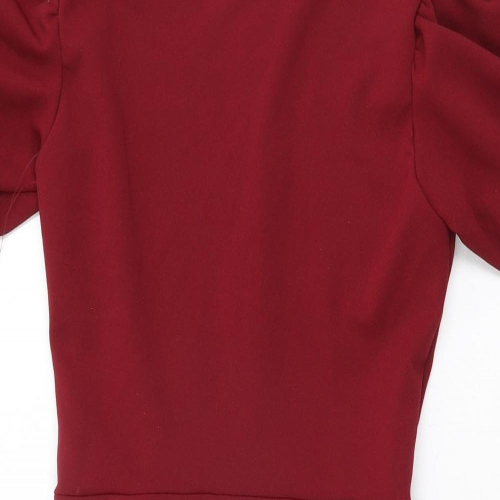 Quiz Womens Red Polyester Bodycon Size 8 Round Neck Pullover