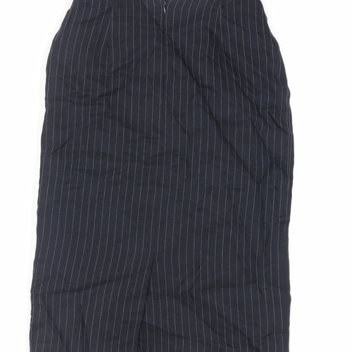 Precis Petite Womens Blue Striped Linen Straight & Pencil Skirt Size 8 Zip