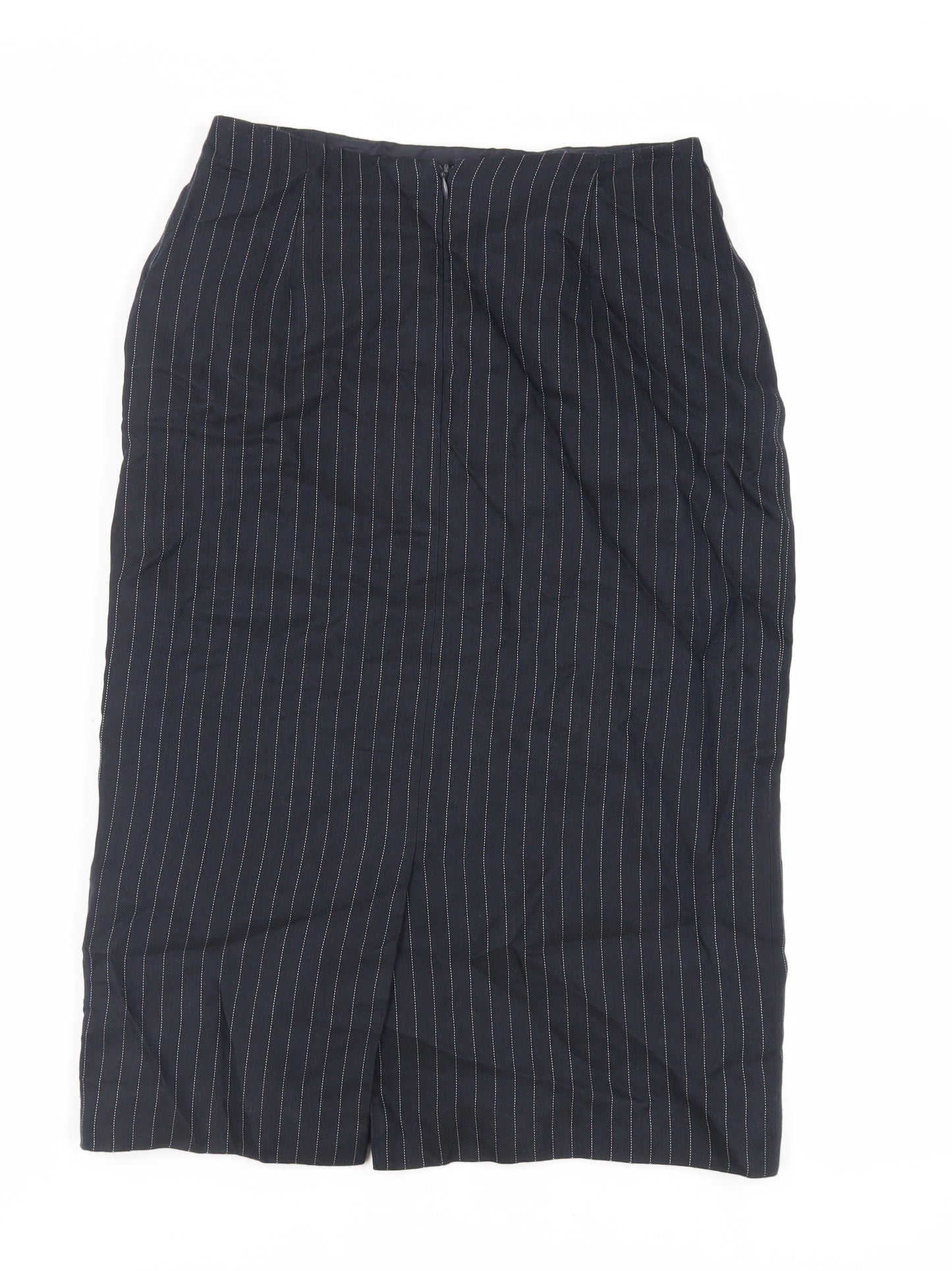 Precis Petite Womens Blue Striped Linen Straight & Pencil Skirt Size 8 Zip