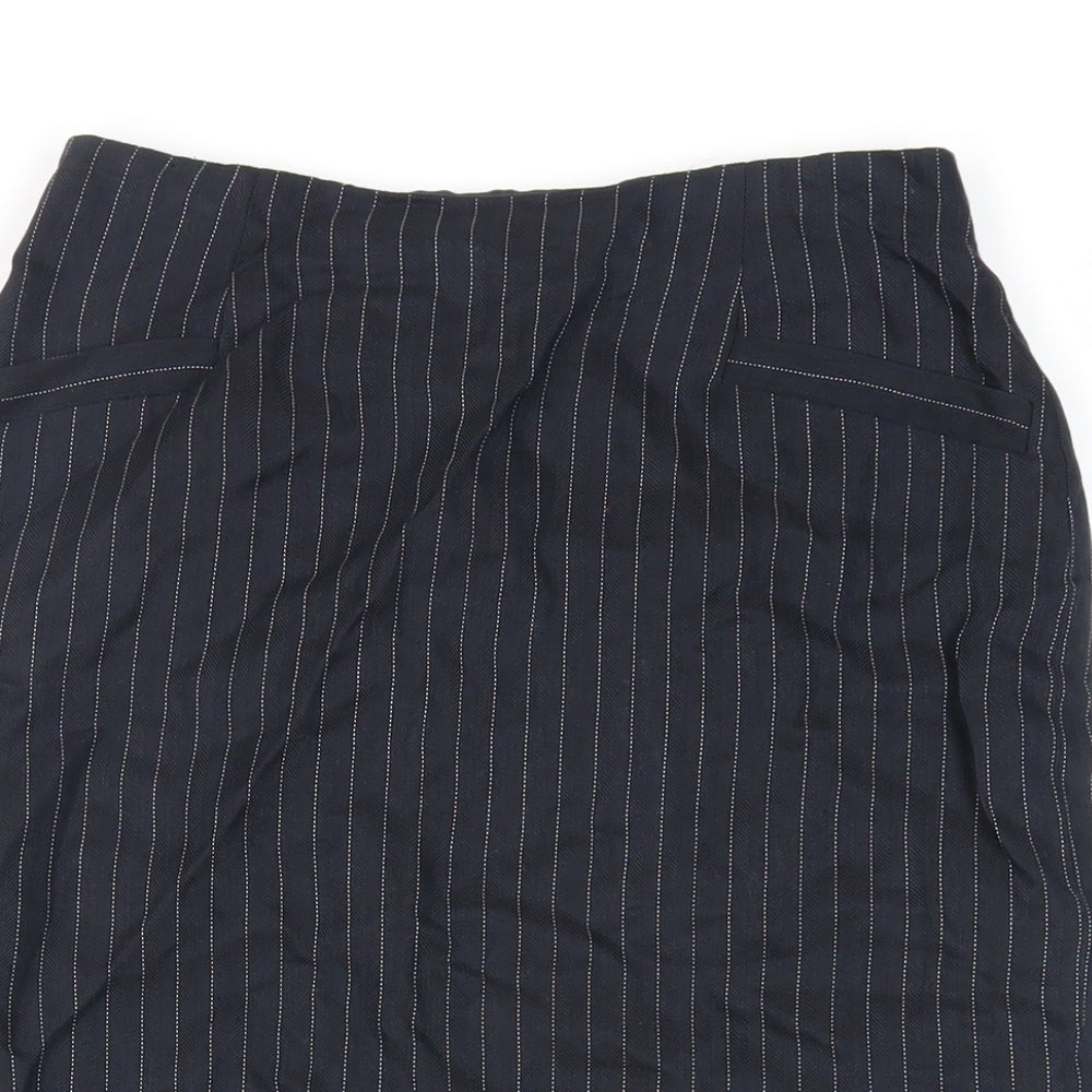 Precis Petite Womens Blue Striped Linen Straight & Pencil Skirt Size 8 Zip