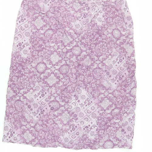 Marks and Spencer Womens Purple Paisley Lyocell Wrap Skirt Size 22 Button