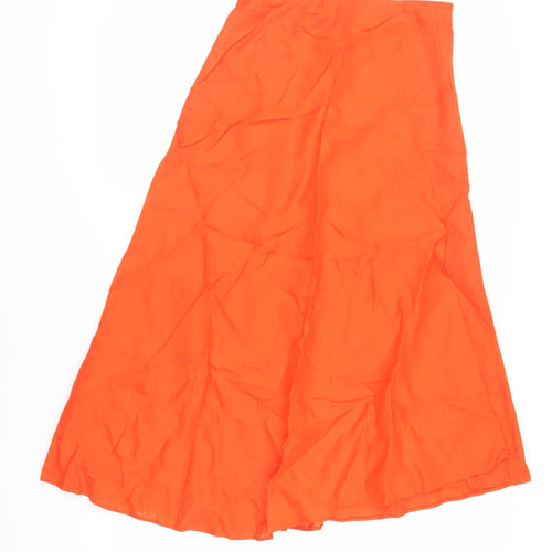 Jigsaw Womens Orange Linen A-Line Skirt Size 8 Zip