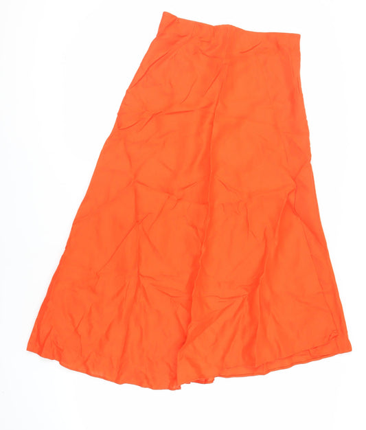 Jigsaw Womens Orange Linen A-Line Skirt Size 8 Zip