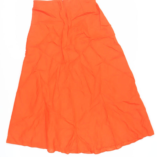 Jigsaw Womens Orange Linen A-Line Skirt Size 8 Zip