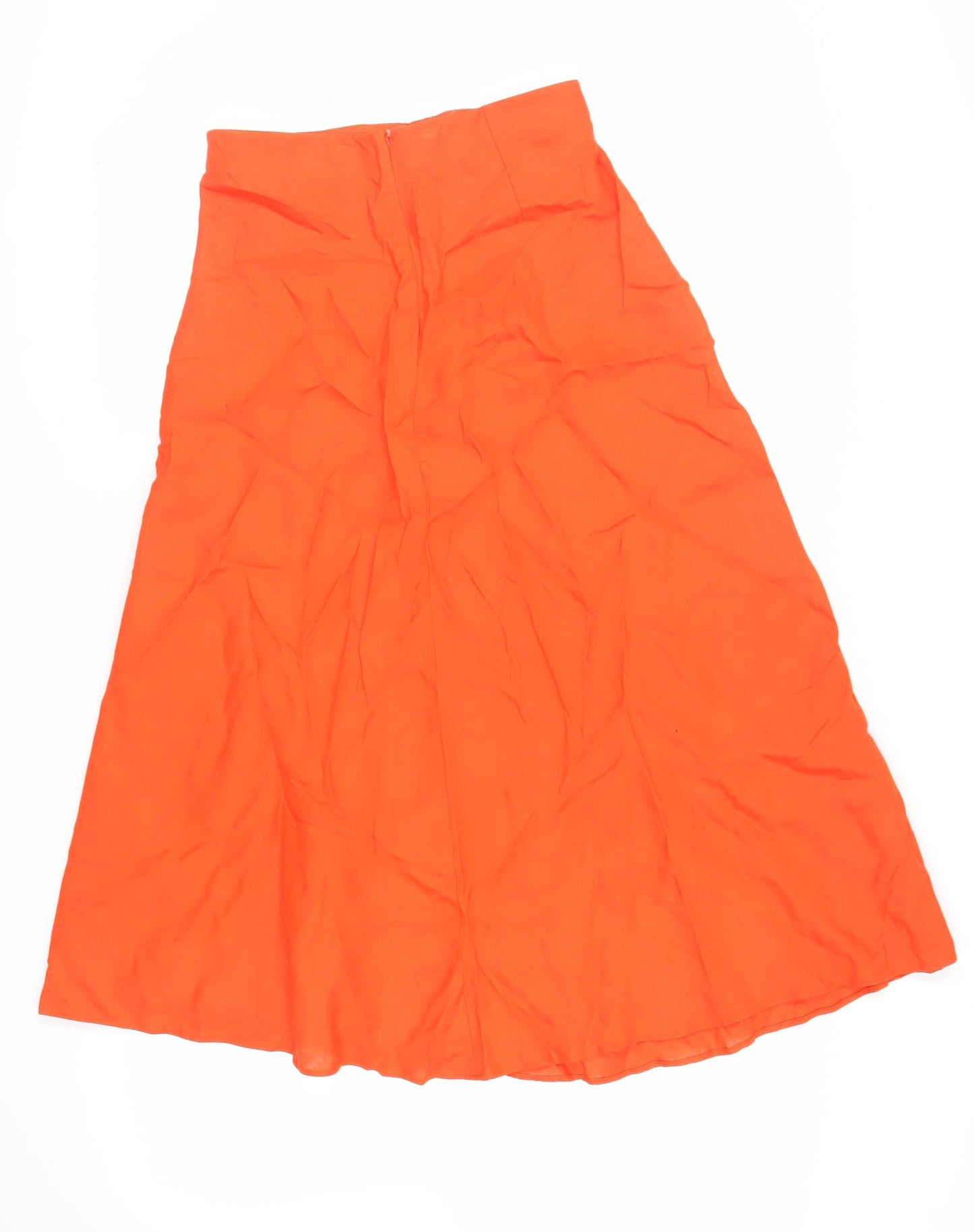 Jigsaw Womens Orange Linen A-Line Skirt Size 8 Zip