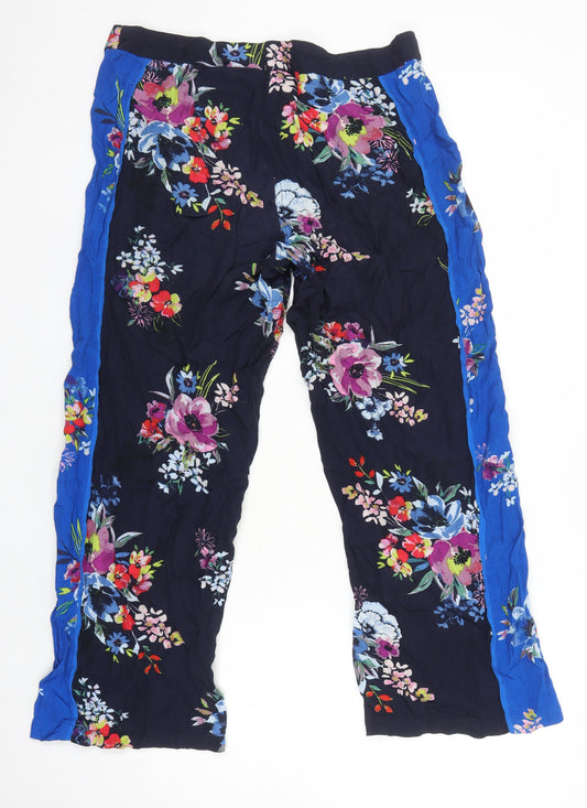 Monsoon Womens Multicoloured Floral Viscose Trousers Size 12 L25 in Regular Zip